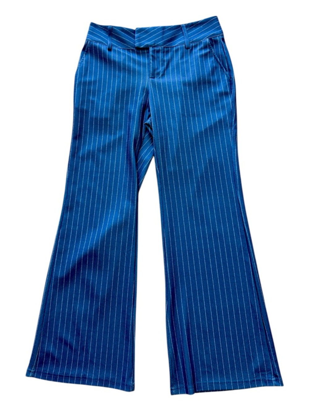 Blue Pinstripe Boot Cut Pants - Picture 3 of 6